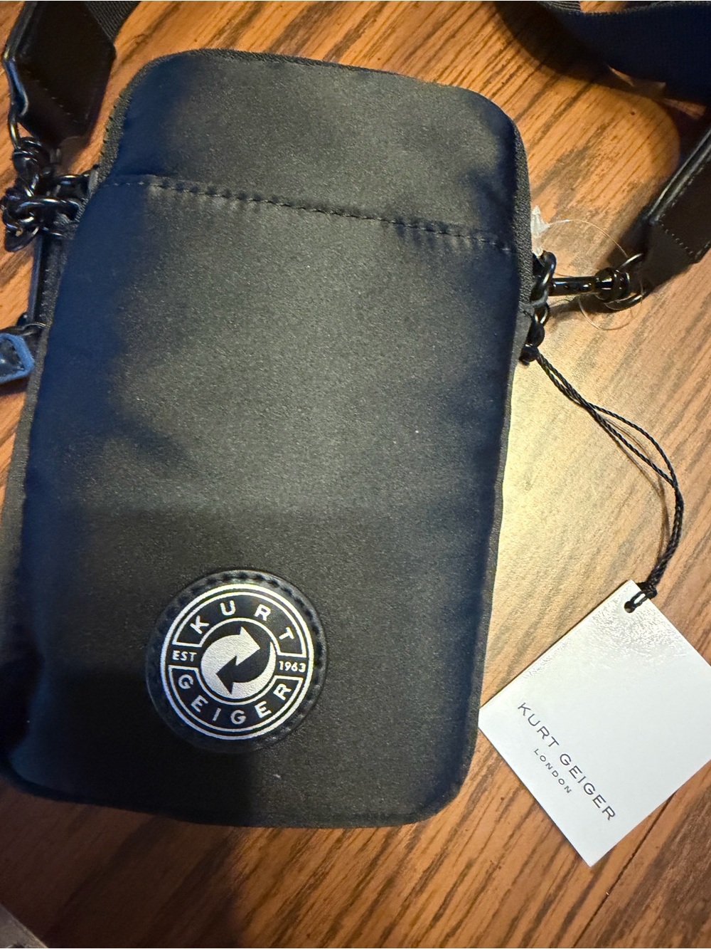 Kurt Geiger Recycled black phone cross body bag - Picture 3 of 6